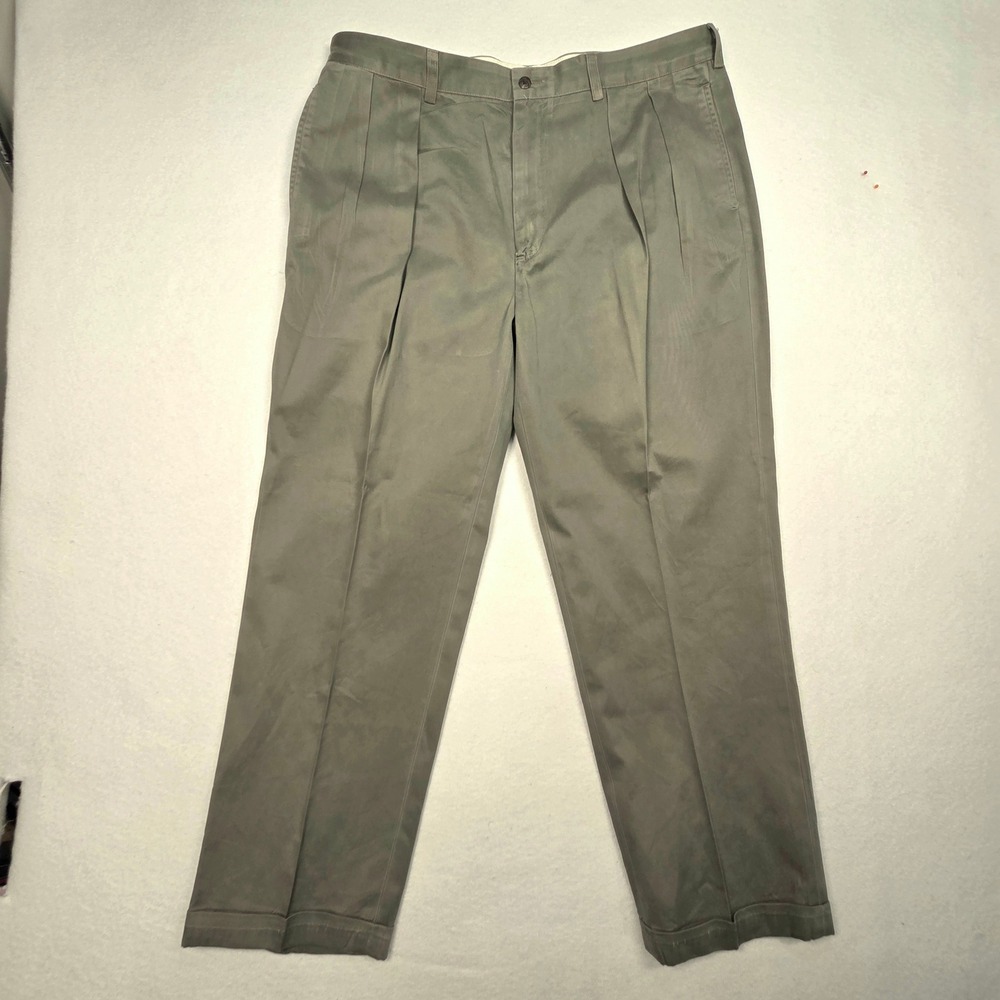 Vtg Polo Ralph Lauren Andrew Pant Mens 40x32 Green‎ Pleated Chino Trousers